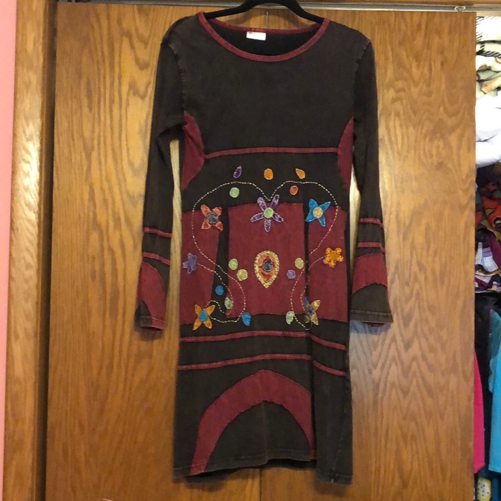 Floral appliqué dress
